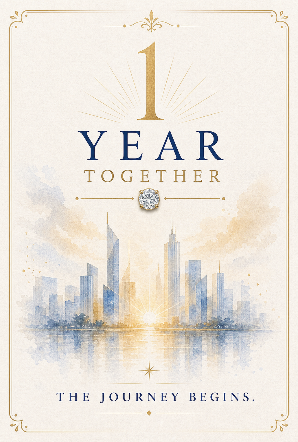 Corporate Milestone 1 Year Together Gemstone Keepsake Card by GEMGEMGEM