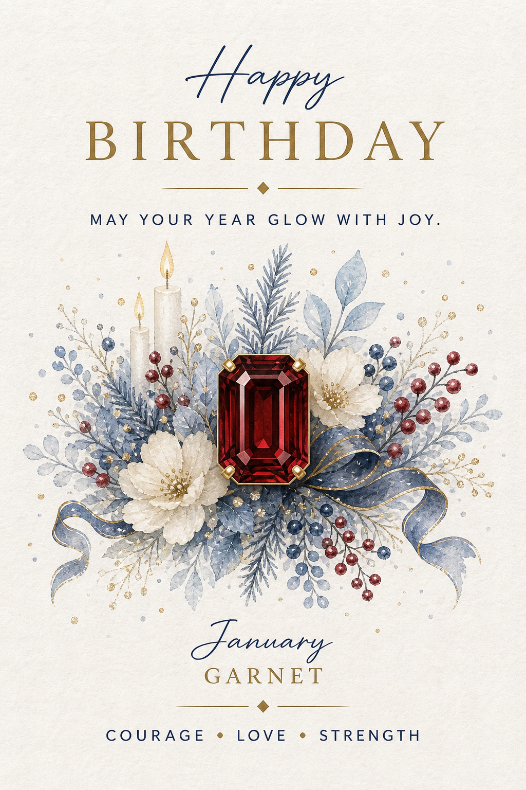 January Garnet Gemstone Keepsake Card by GEMGEMGEM