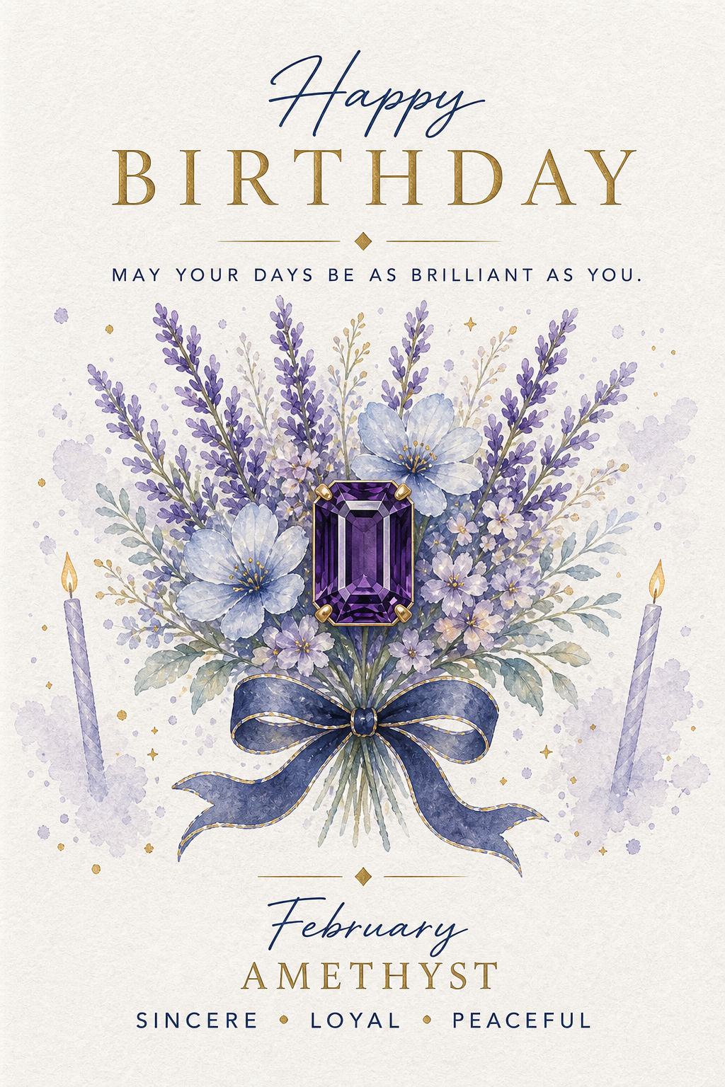 February Amethyst Gemstone Keepsake Card by GEMGEMGEM