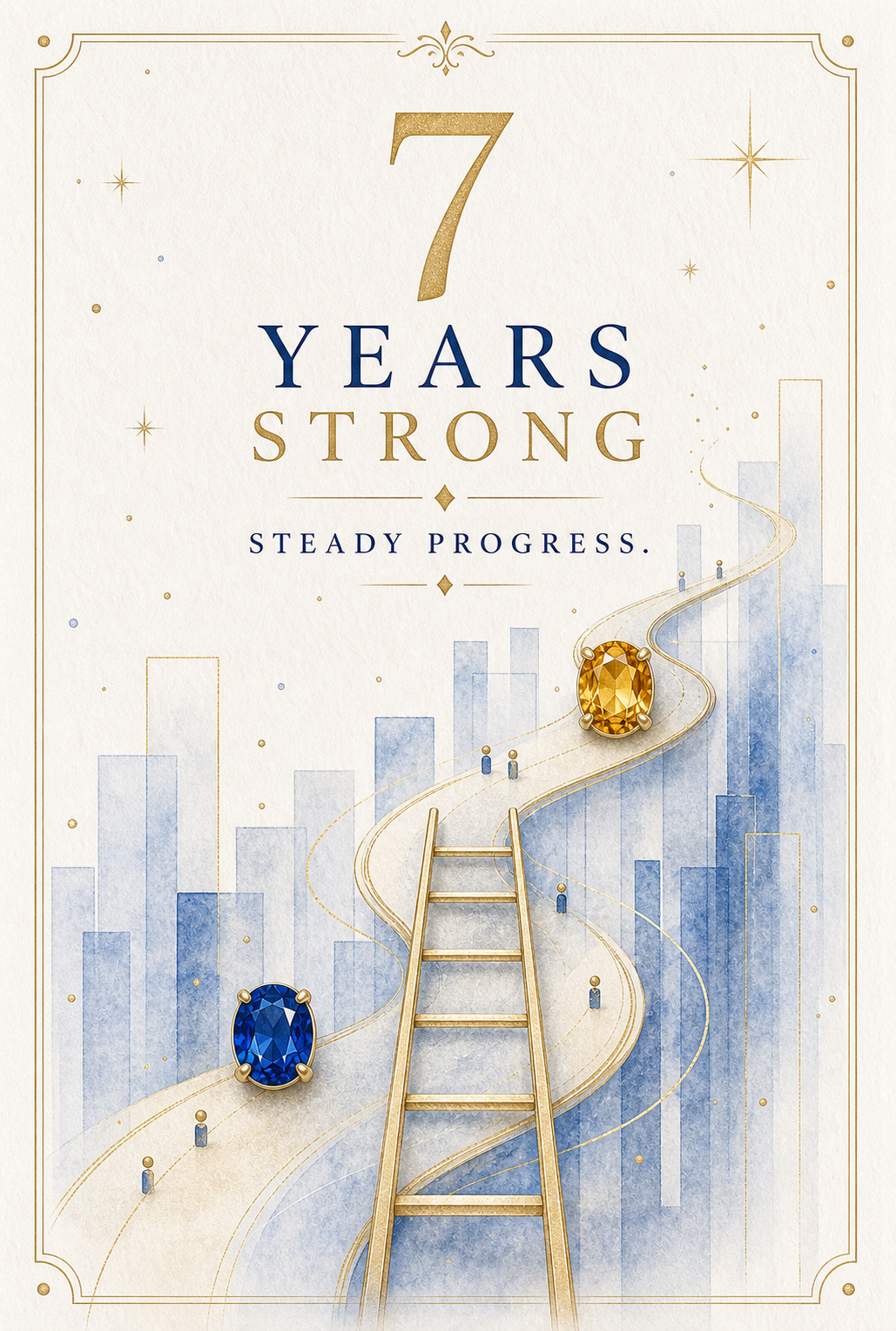 Corporate Milestone 7 Years Strong Gemstone Keepsake Card by GEMGEMGEM