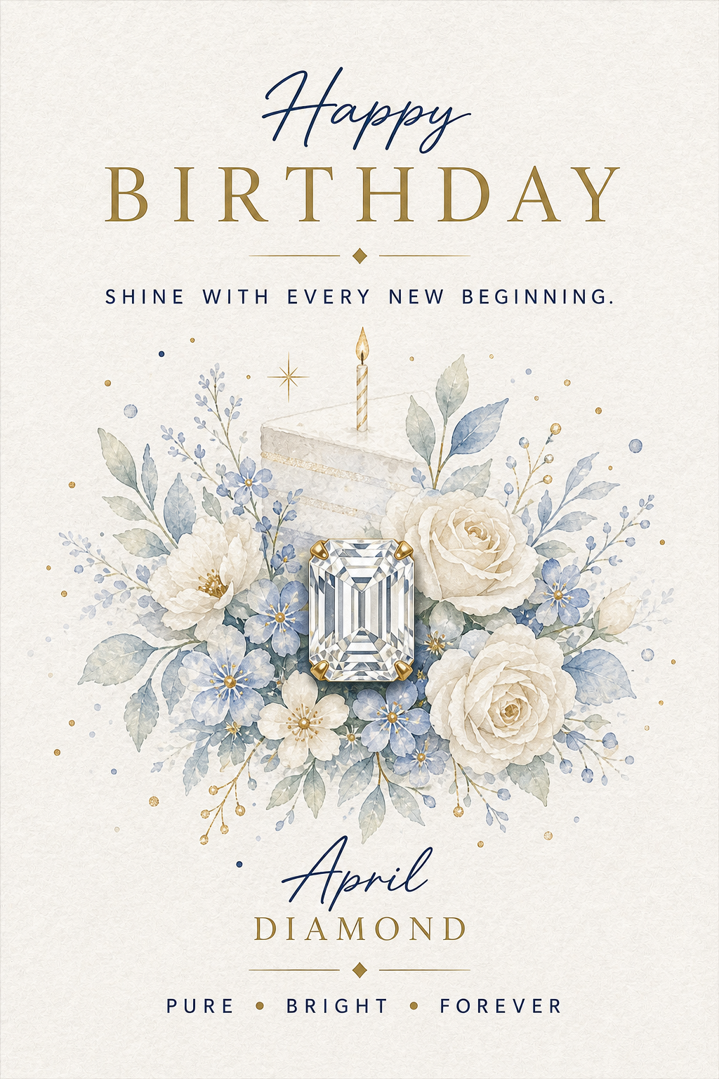 April Diamond Gemstone Keepsake Card by GEMGEMGEM