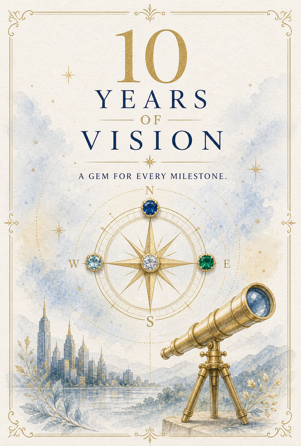 Corporate Milestone 10 Years Vision Gemstone Keepsake Card by GEMGEMGEM