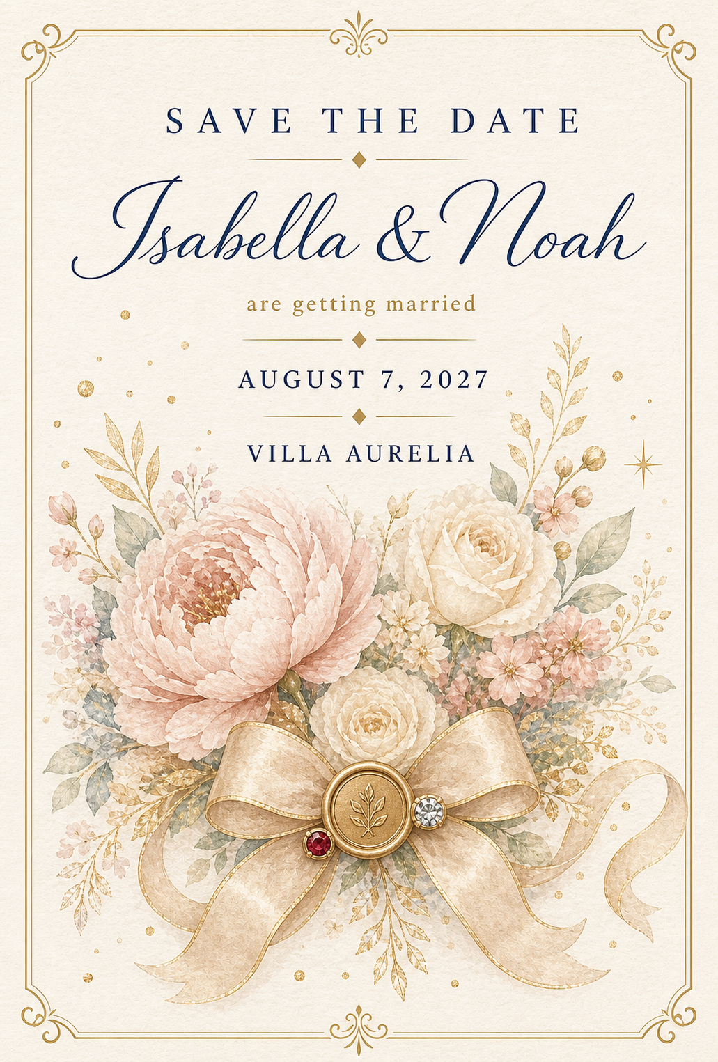 Wedding Blush Save The Date Gemstone Keepsake Card by GEMGEMGEM