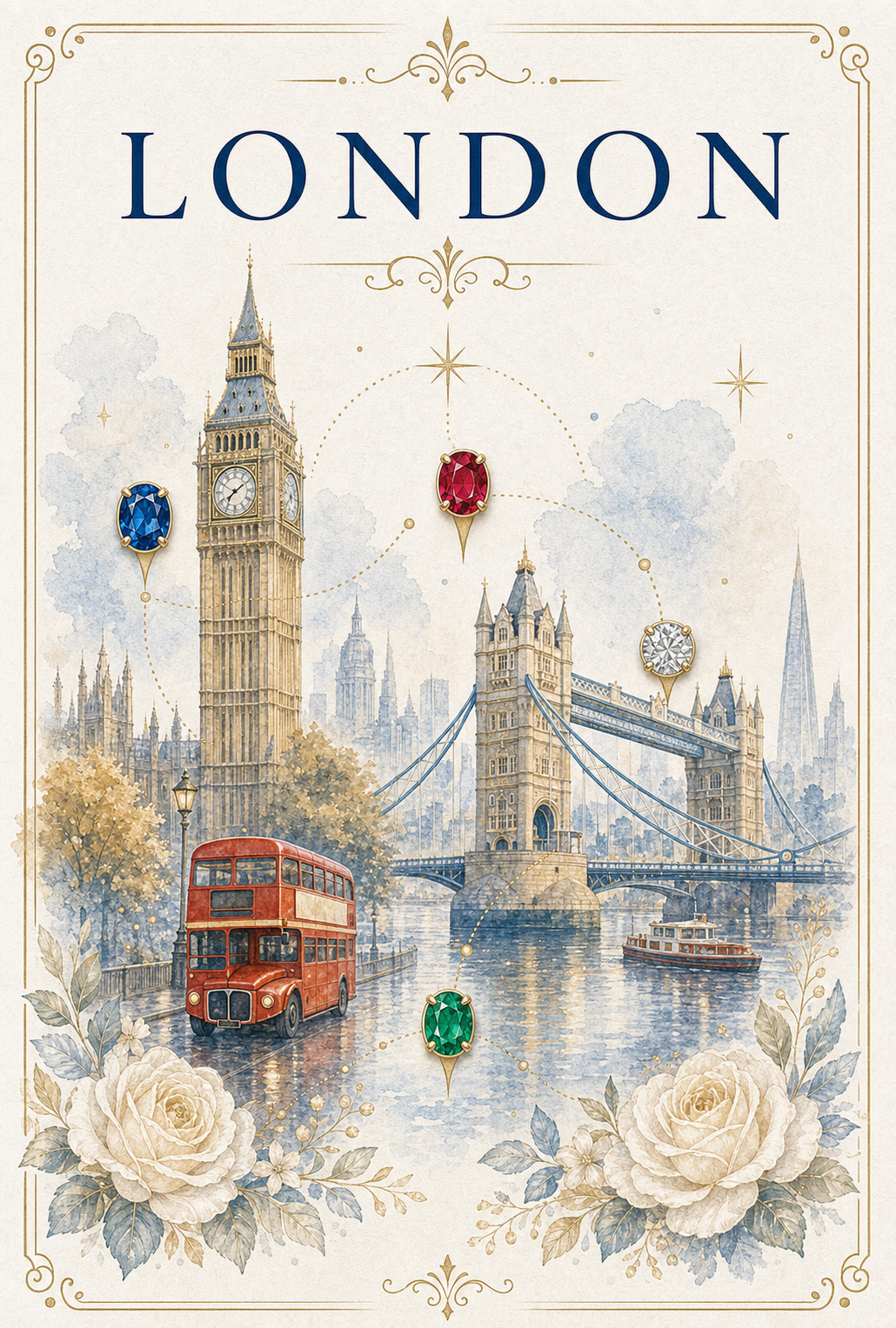 City Landmark London Gemstone Keepsake Card by GEMGEMGEM