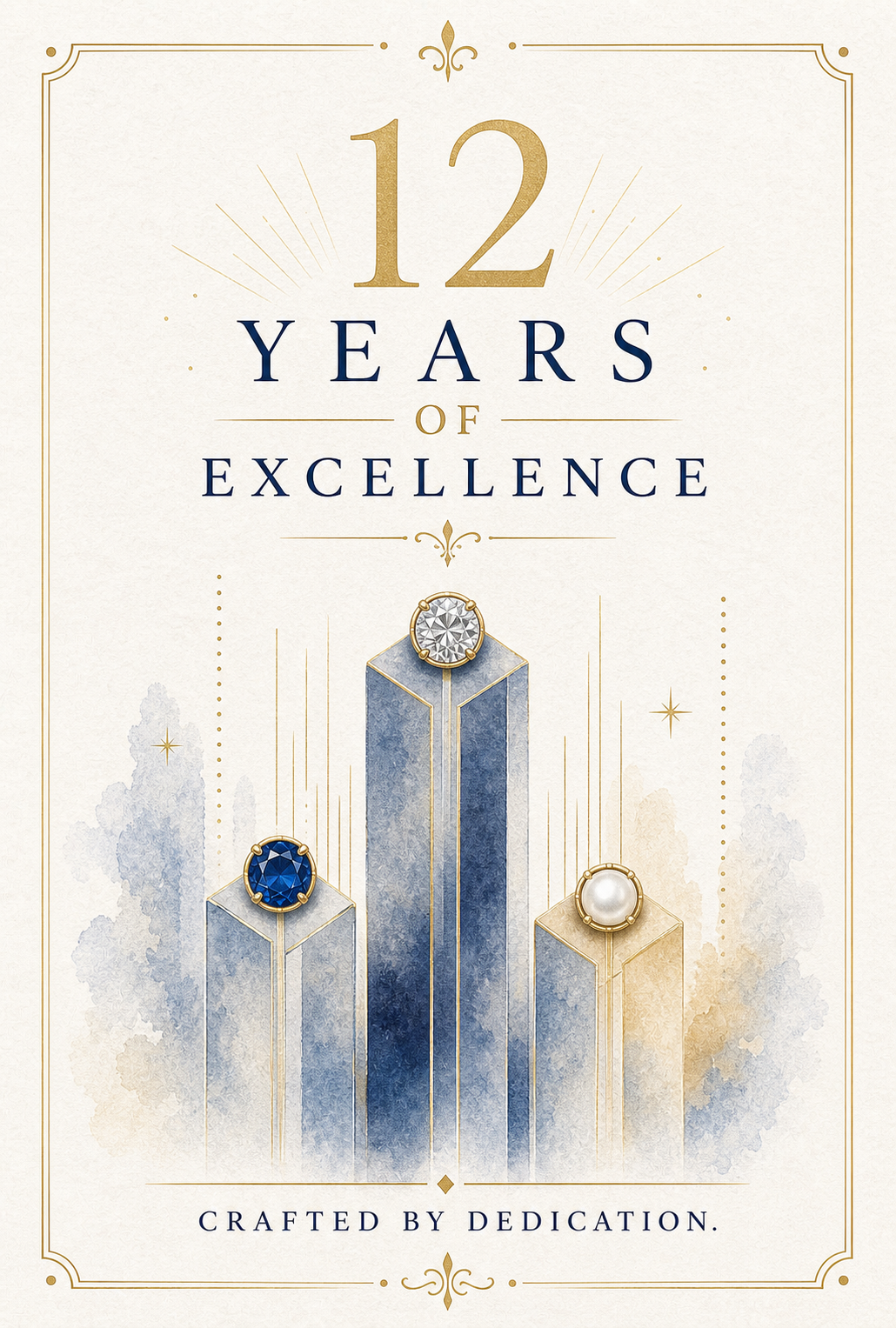 Corporate Milestone 12 Years Excellence Gemstone Keepsake Card by GEMGEMGEM