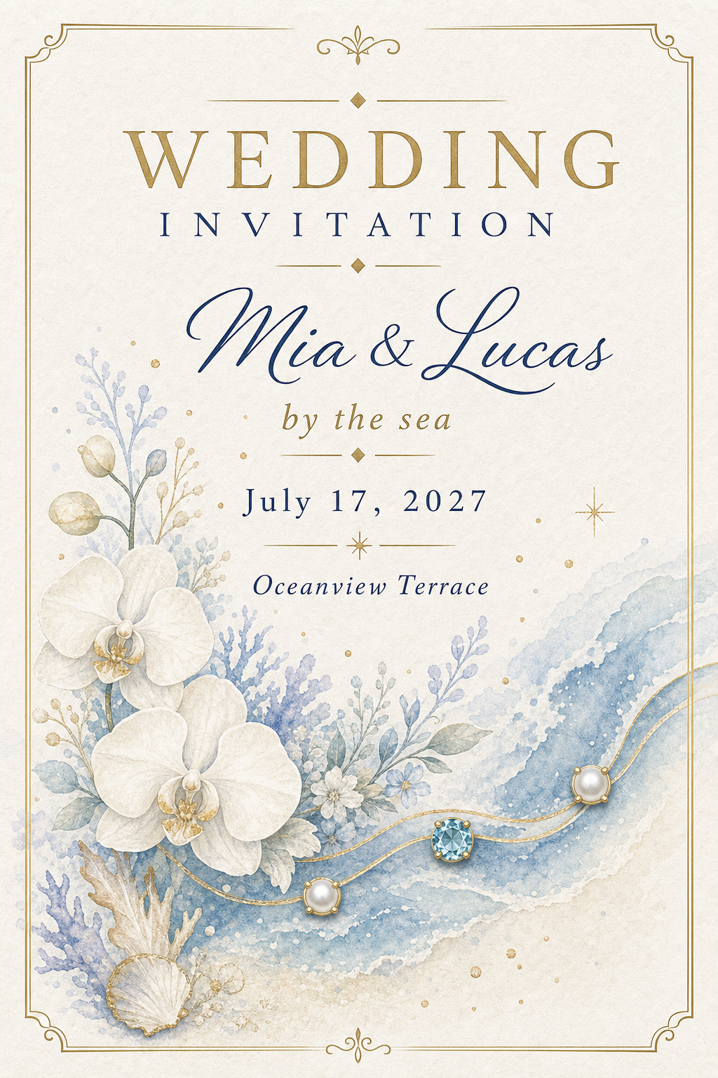 Wedding Coastal Wedding Gemstone Keepsake Card by GEMGEMGEM
