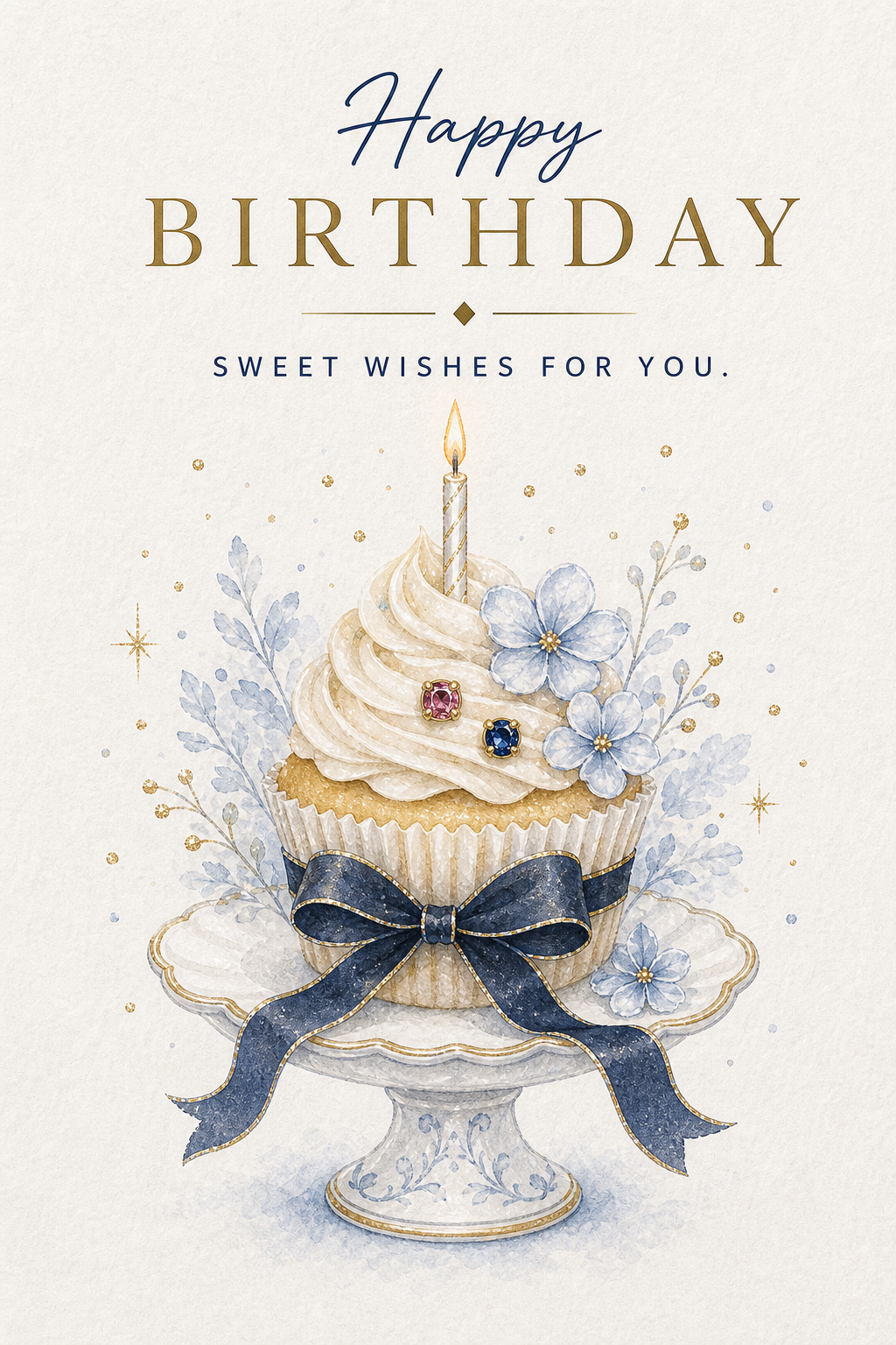 Birthday Cupcake Gemstone Keepsake Card by GEMGEMGEM
