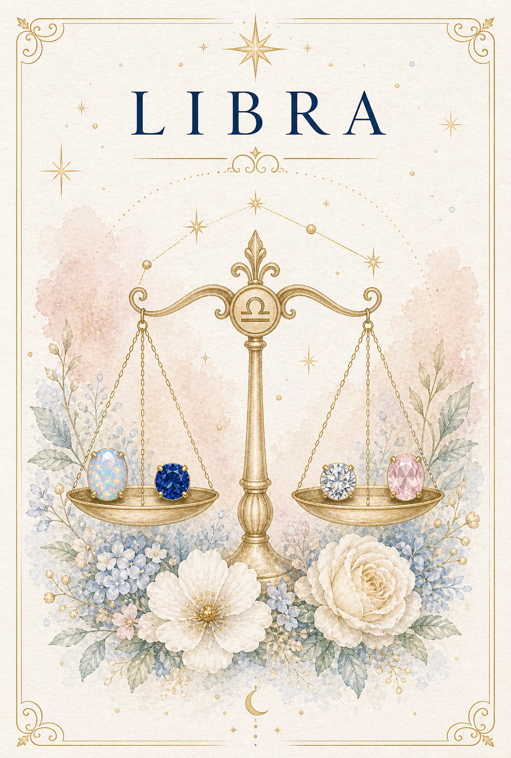 Libra Zodiac Gemstone Keepsake Card by GEMGEMGEM