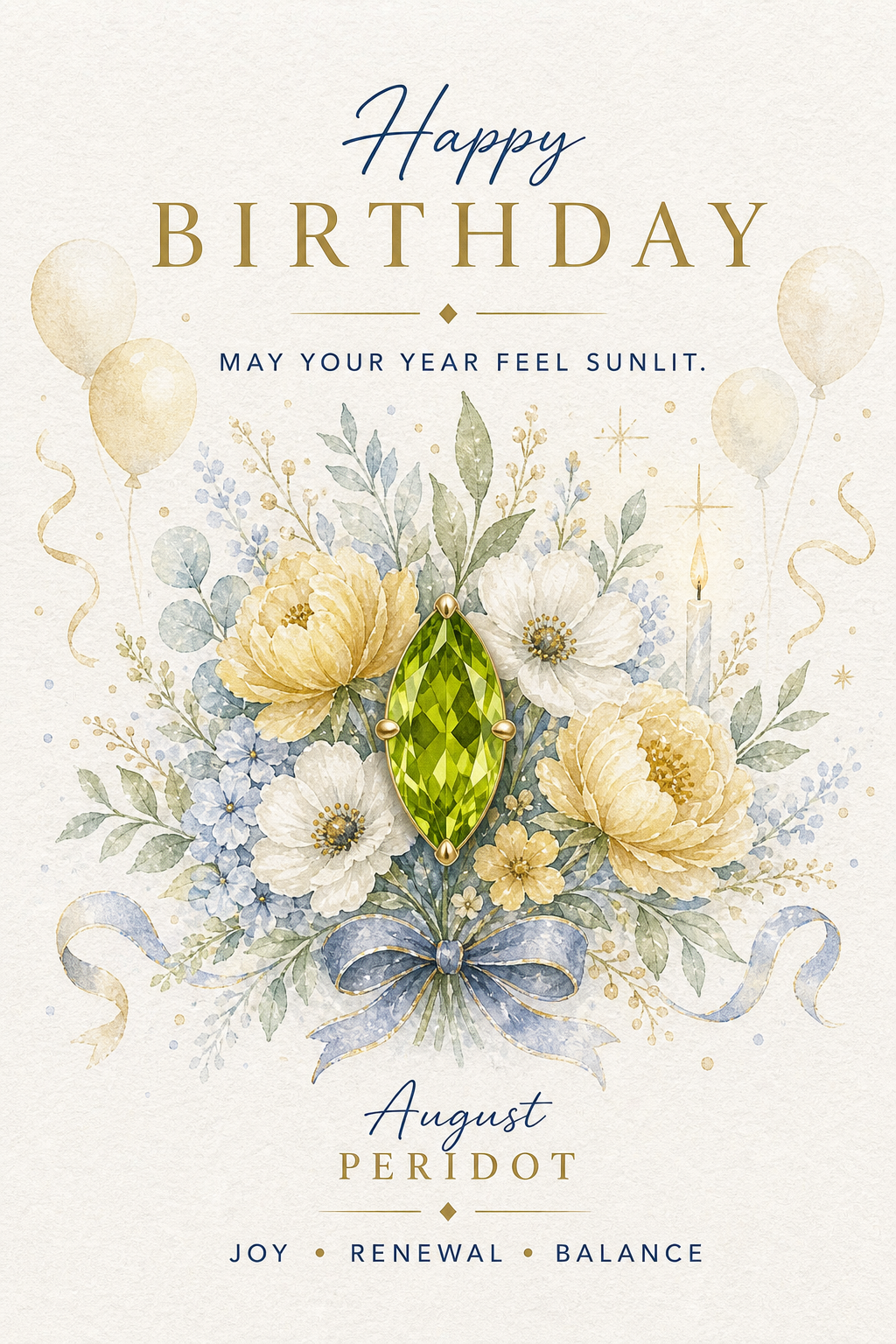 August Peridot Gemstone Keepsake Card by GEMGEMGEM