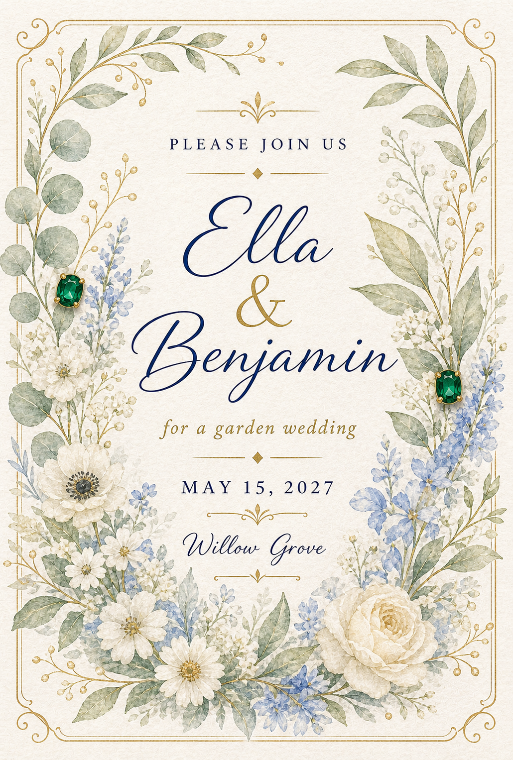 Wedding Woodland Garden Gemstone Keepsake Card by GEMGEMGEM