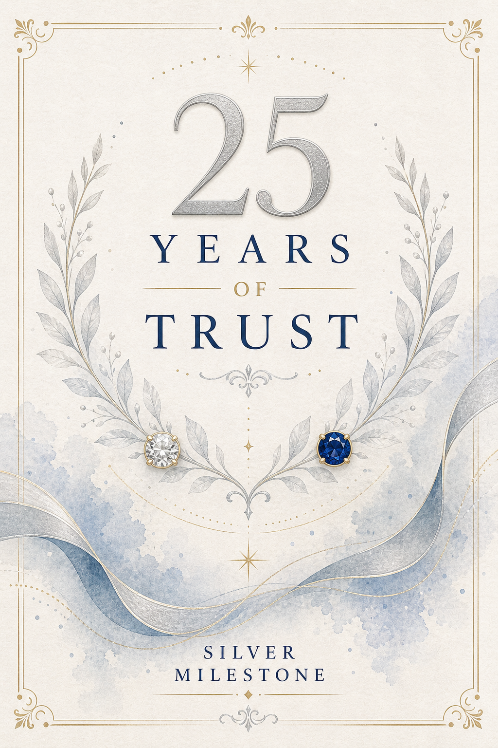 Corporate Milestone 25 Years Trust Gemstone Keepsake Card by GEMGEMGEM