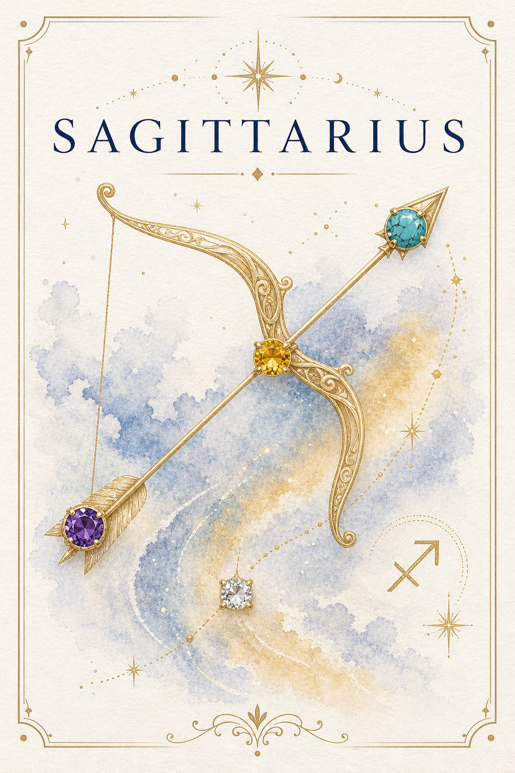 Sagittarius Zodiac Gemstone Keepsake Card by GEMGEMGEM