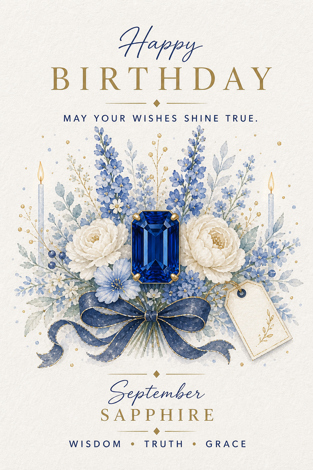 September Sapphire Gemstone Keepsake Card by GEMGEMGEM