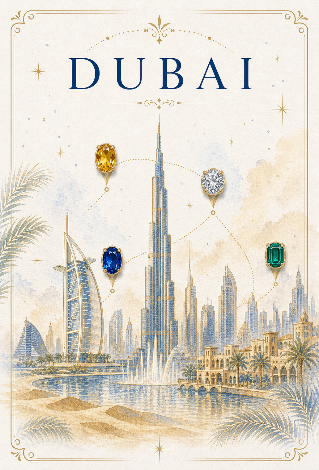 City Landmark Dubai Gemstone Keepsake Card by GEMGEMGEM