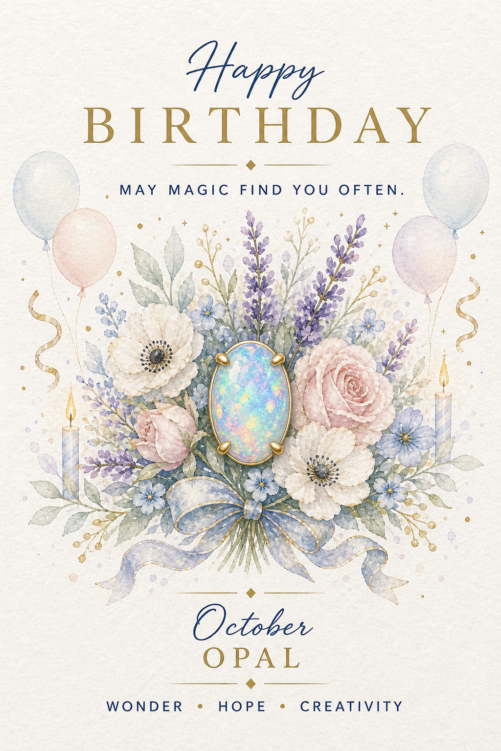 October Opal Gemstone Keepsake Card by GEMGEMGEM