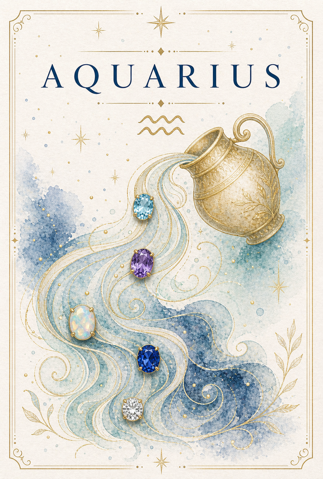 Aquarius Zodiac Gemstone Keepsake Card by GEMGEMGEM