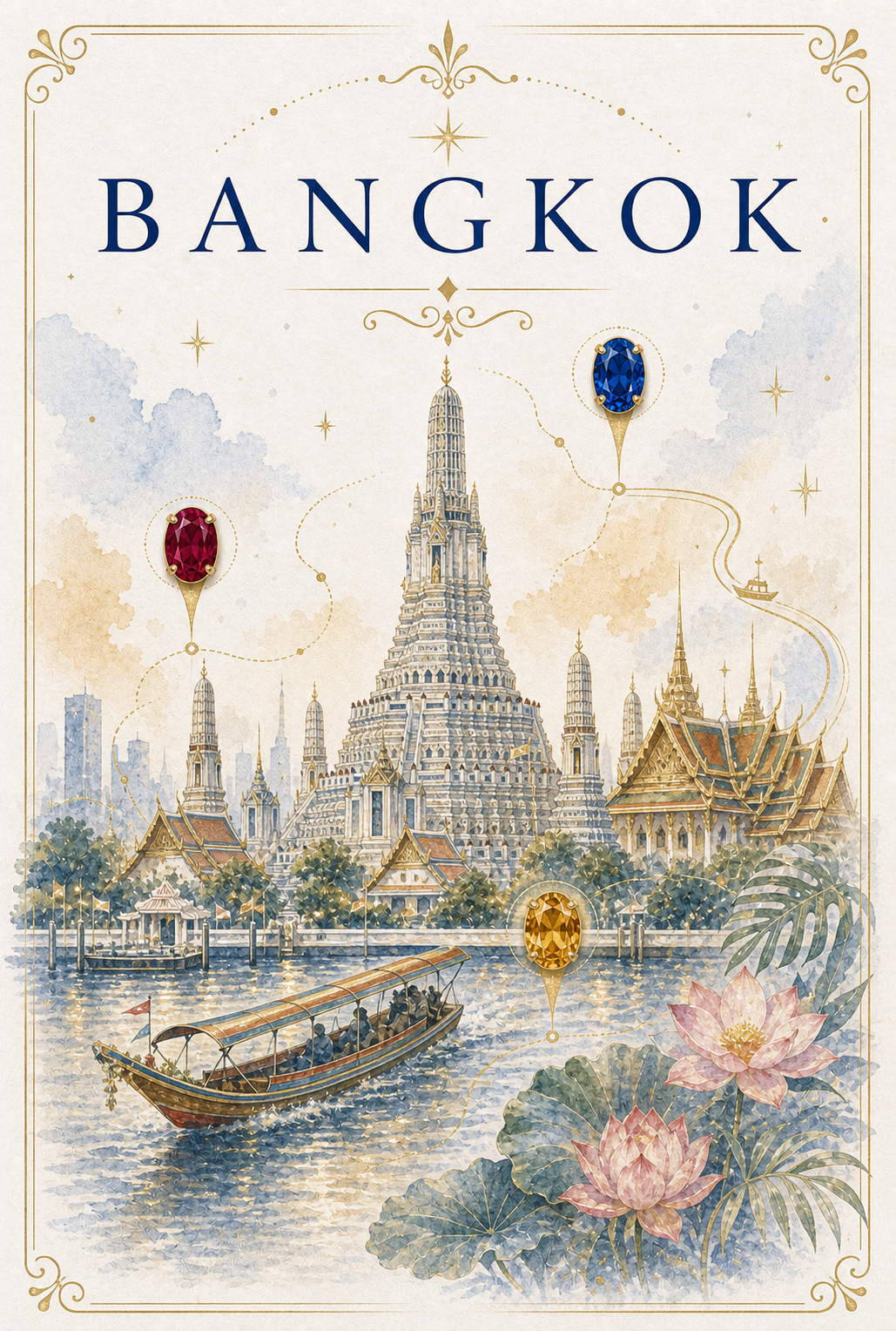 City Landmark Bangkok Gemstone Keepsake Card by GEMGEMGEM