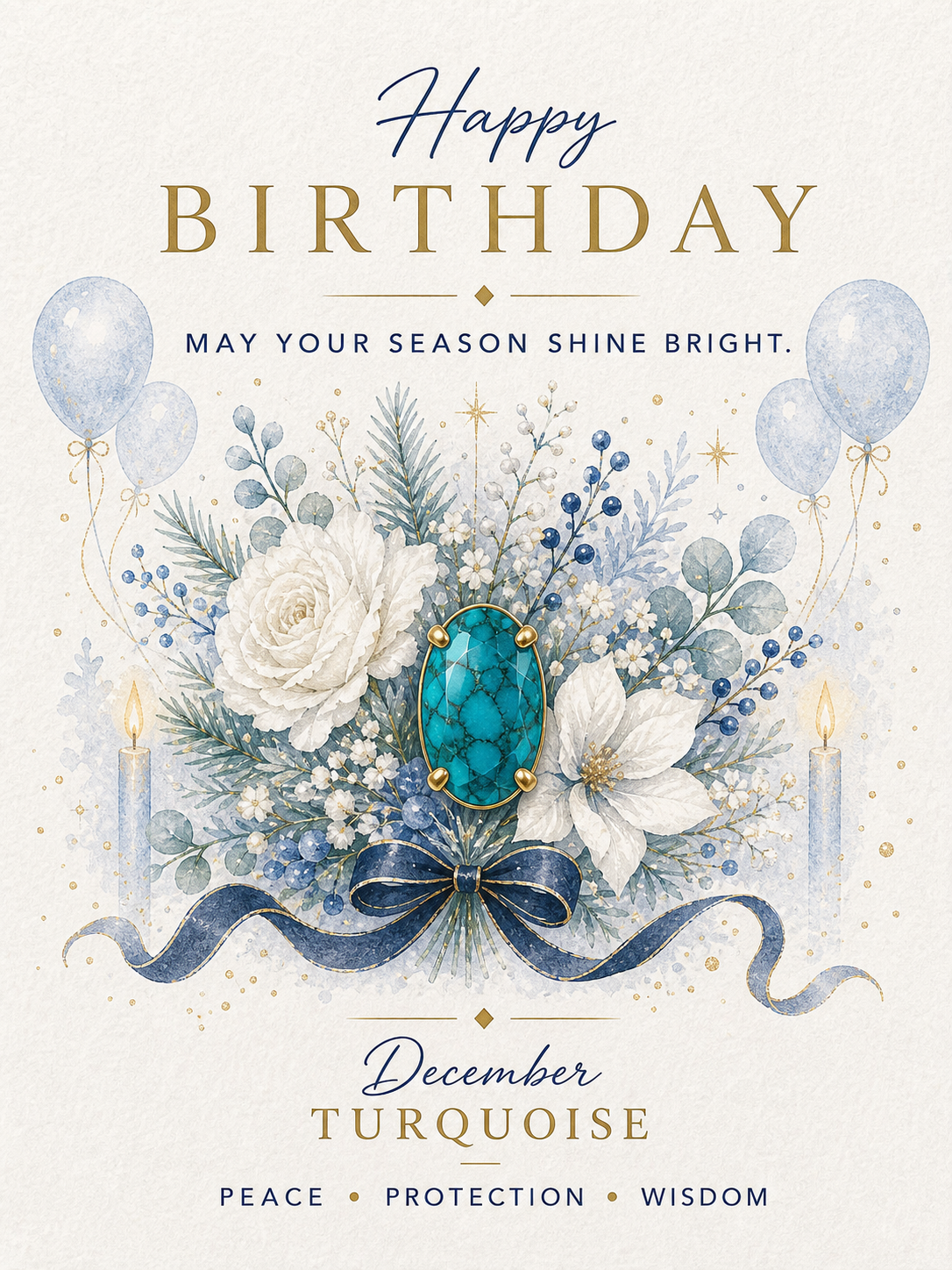 December Turquoise Gemstone Keepsake Card by GEMGEMGEM