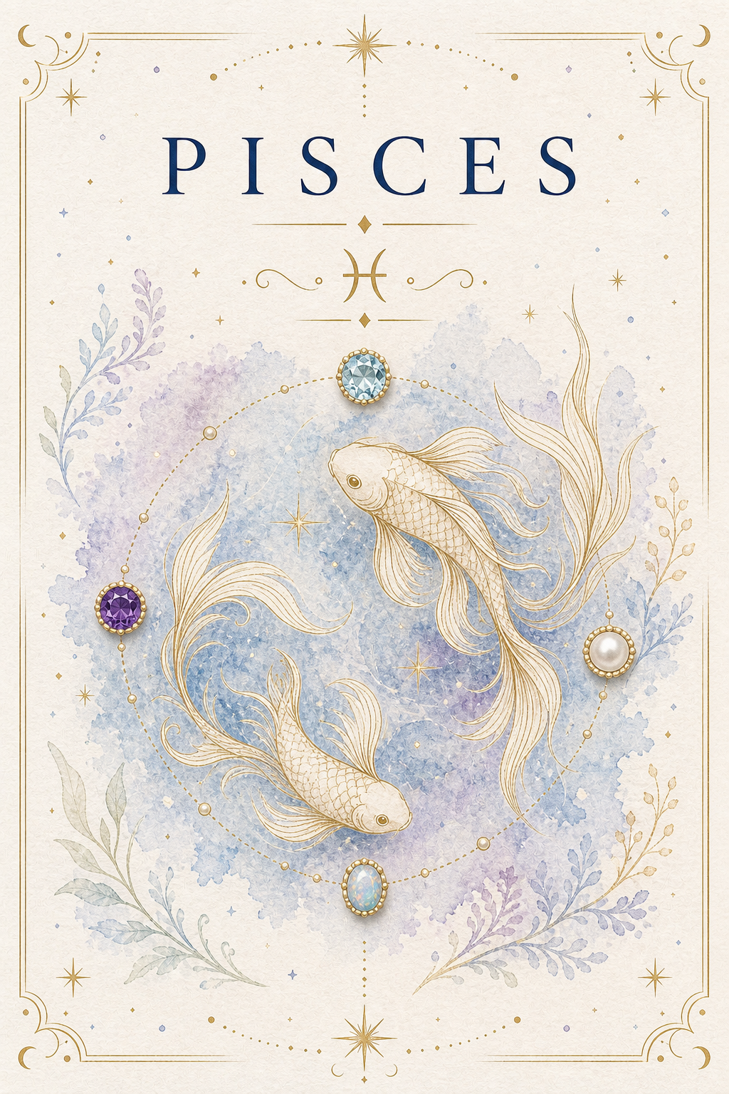 Pisces Zodiac Gemstone Keepsake Card by GEMGEMGEM