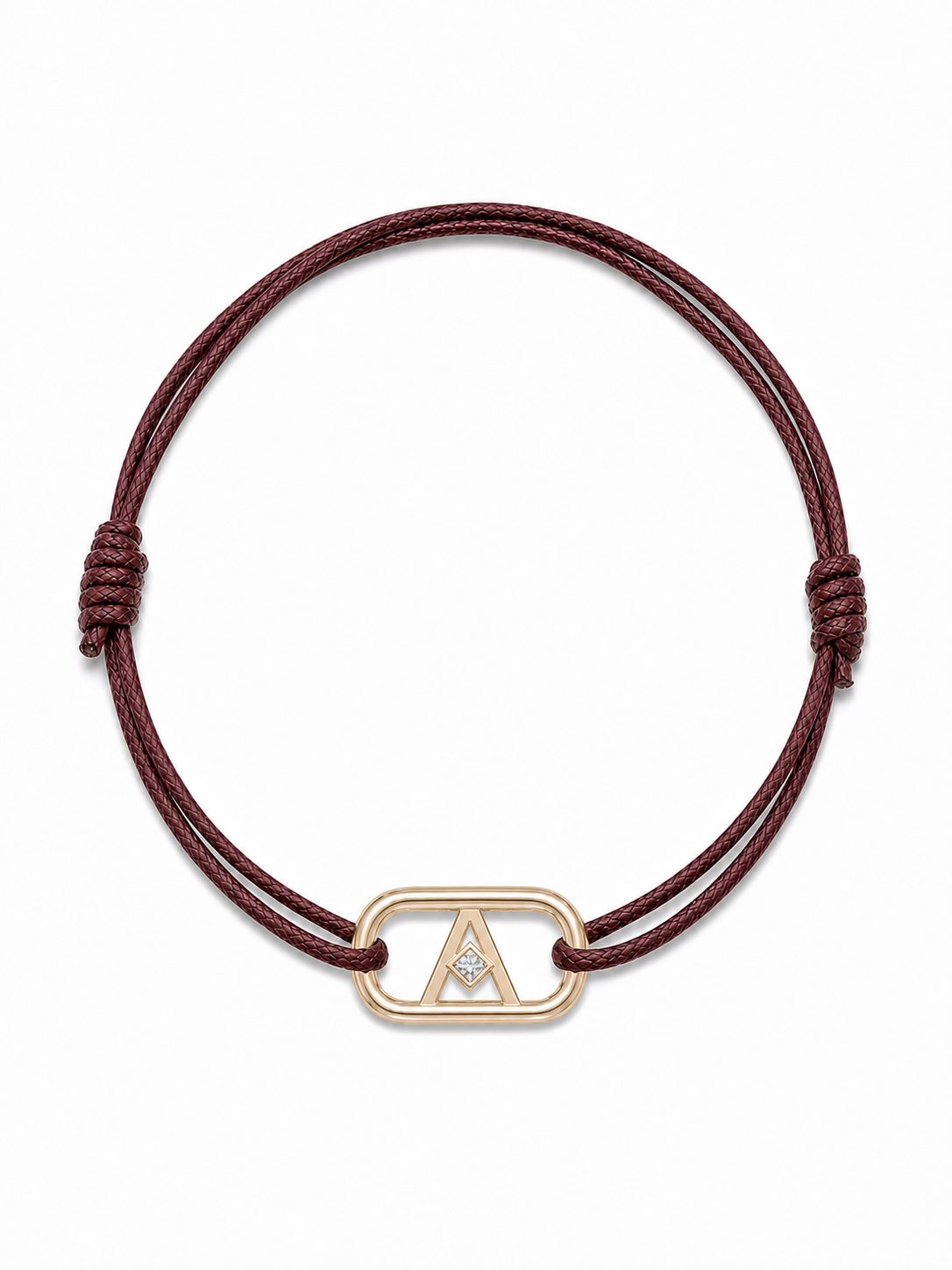 GEMGEMGEM Initial Bracelet Letter A in 9K Gold on white background