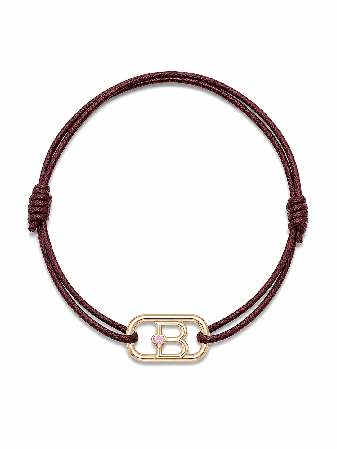 GEMGEMGEM Initial Bracelet Letter B in 9K Gold on white background