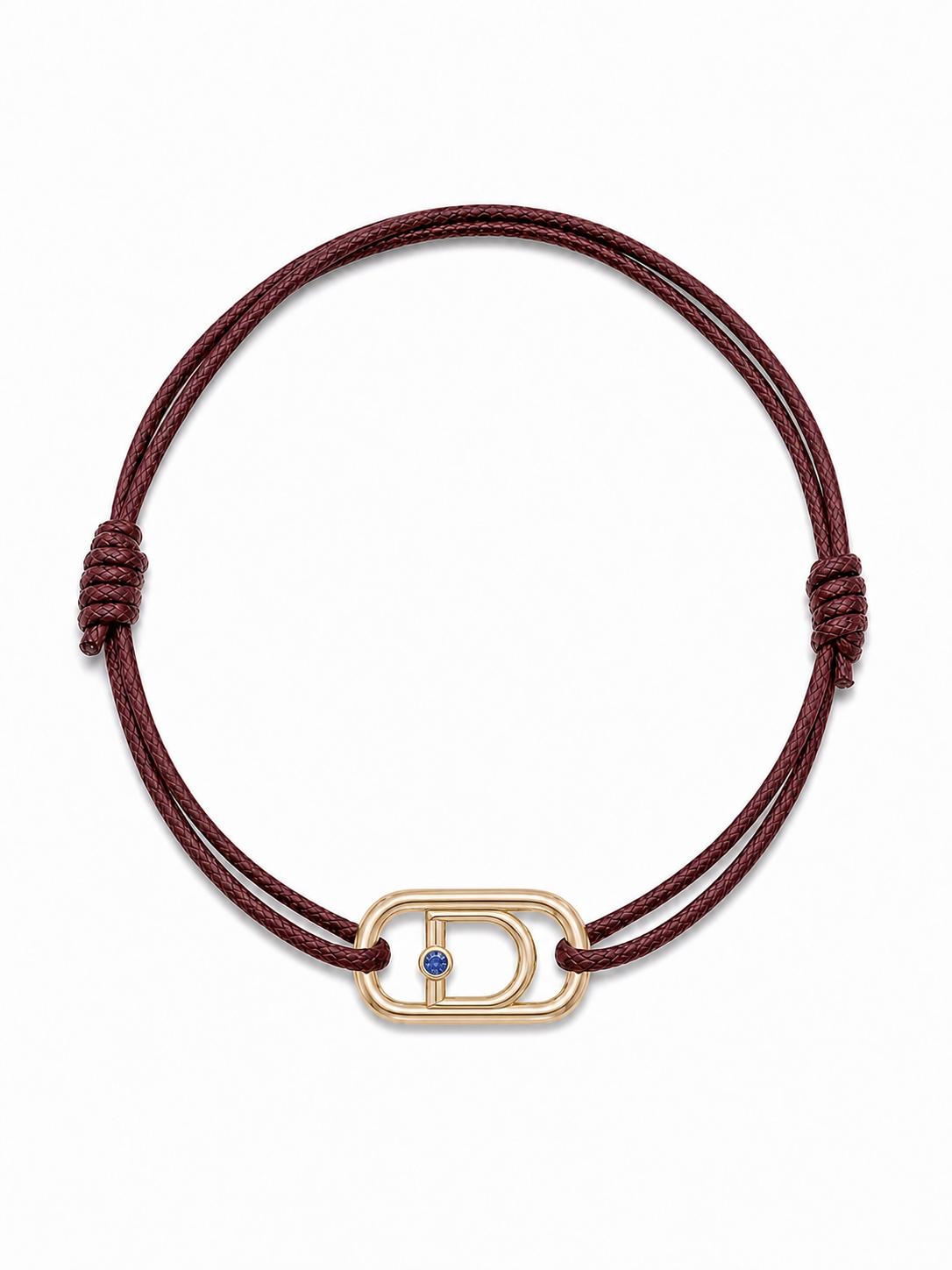 GEMGEMGEM Initial Bracelet Letter D in 9K Gold on white background
