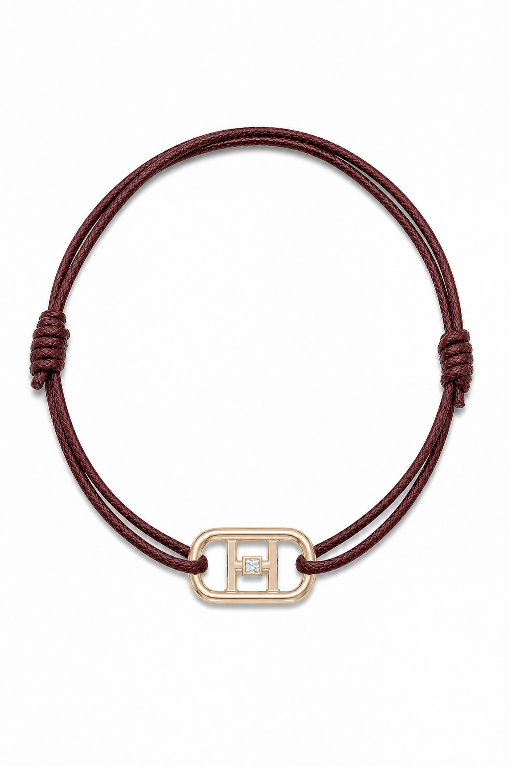 GEMGEMGEM Initial Bracelet Letter H in 9K Gold on white background