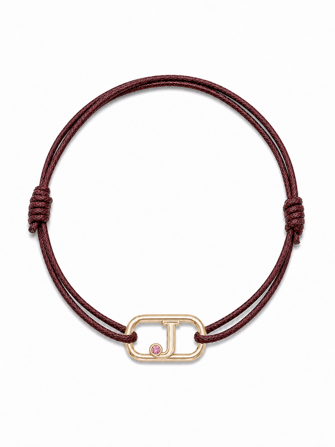 GEMGEMGEM Initial Bracelet Letter J in 9K Gold on white background