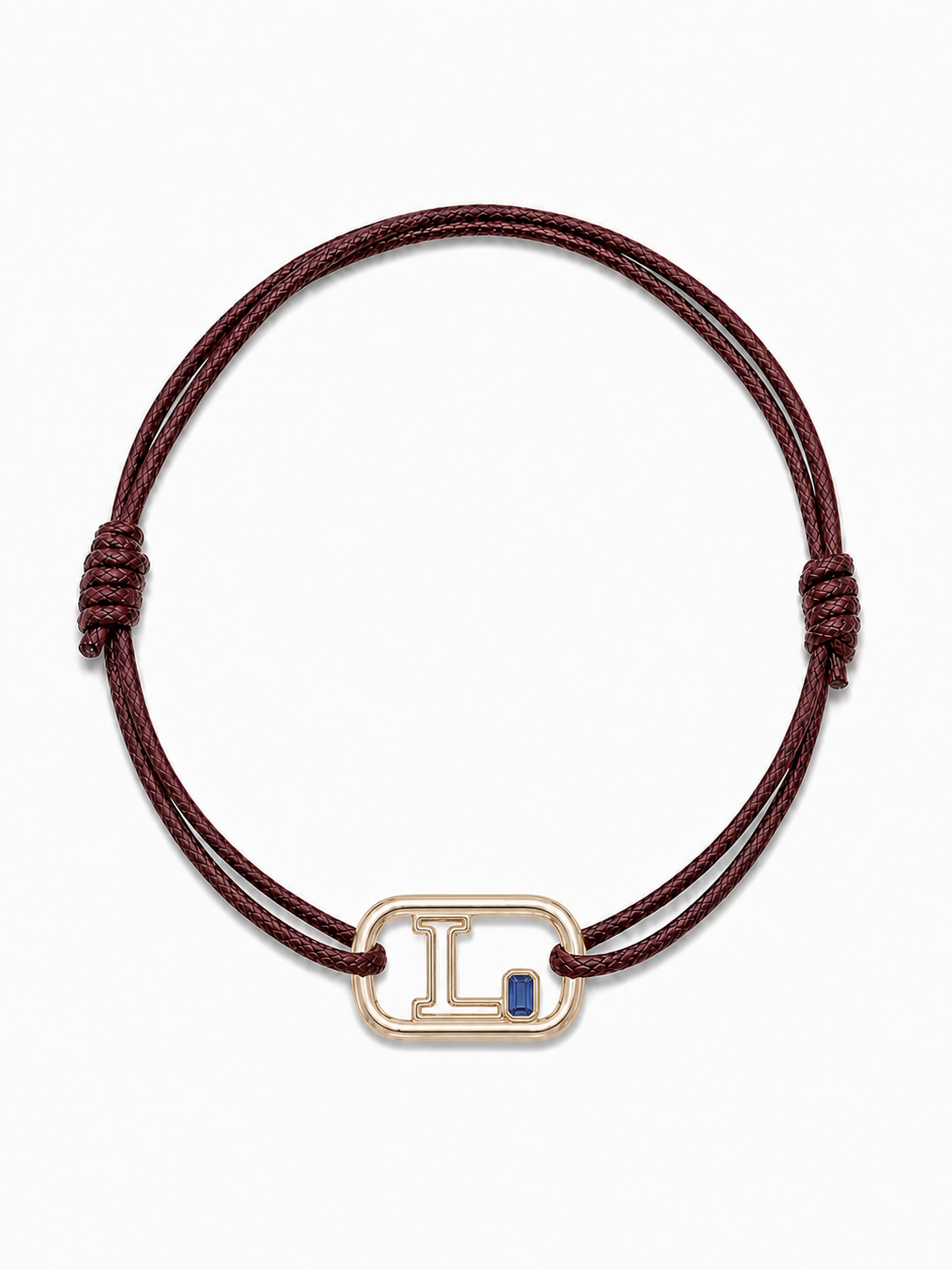 GEMGEMGEM Initial Bracelet Letter L in 9K Gold on white background