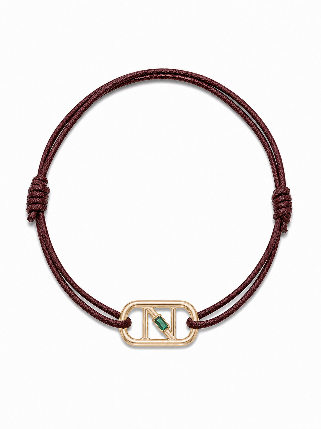 GEMGEMGEM Initial Bracelet Letter N in 9K Gold on white background