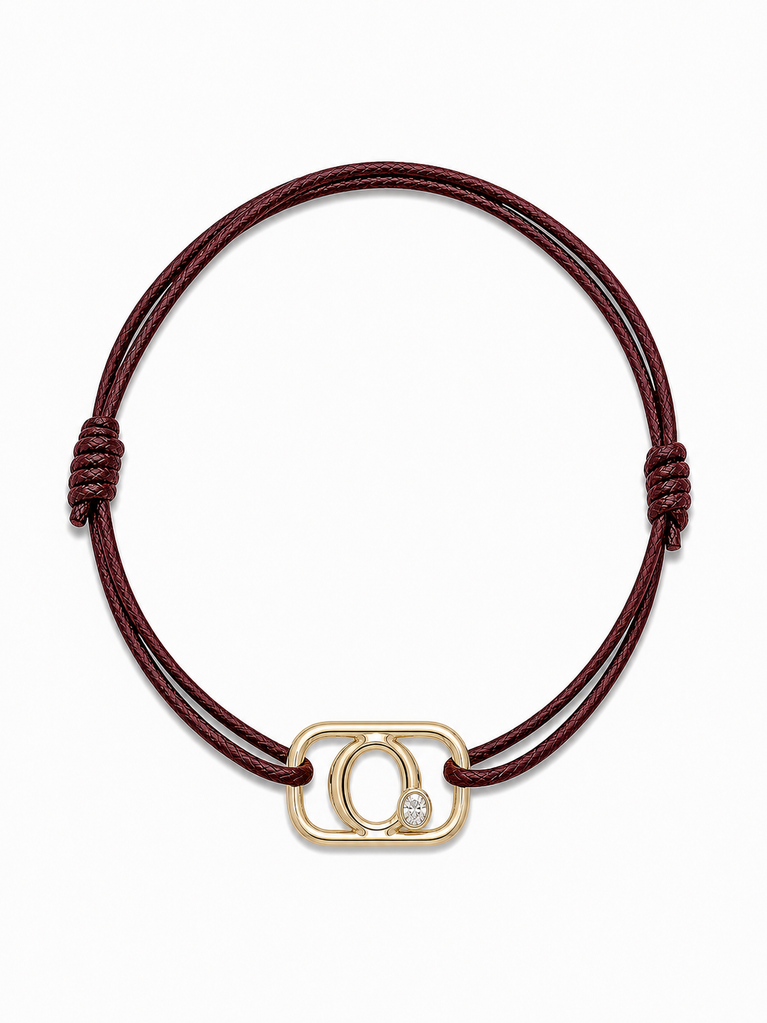 GEMGEMGEM Initial Bracelet Letter O in 9K Gold on white background