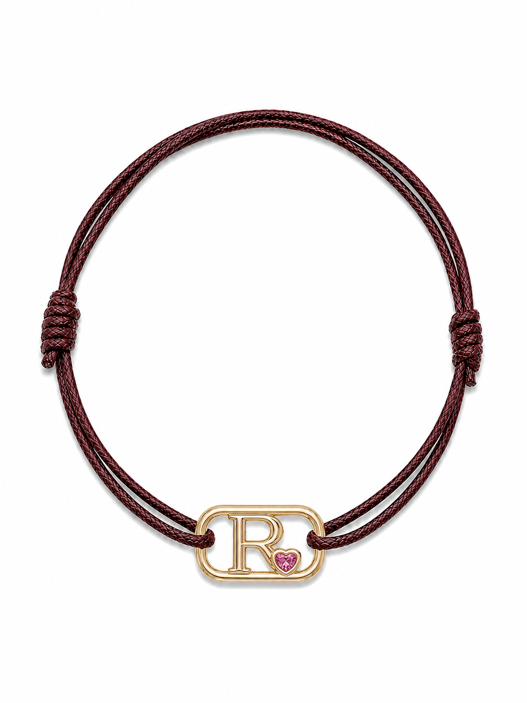 GEMGEMGEM Initial Bracelet Letter R in 9K Gold on white background