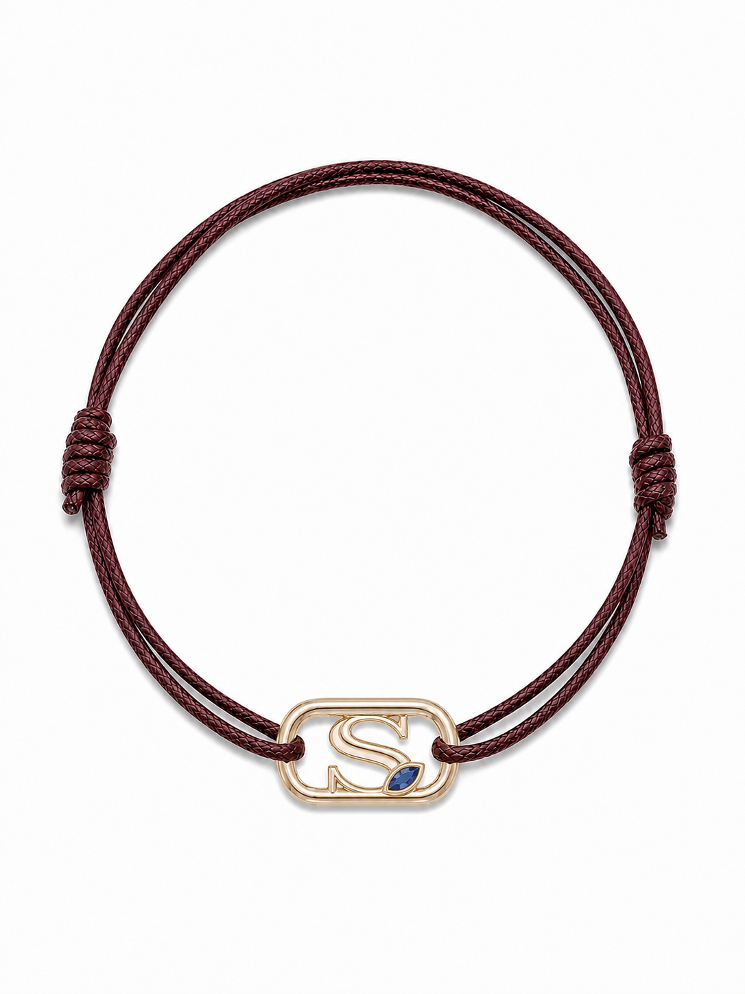 GEMGEMGEM Initial Bracelet Letter S in 9K Gold on white background