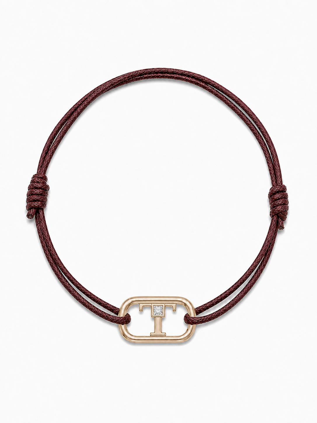 GEMGEMGEM Initial Bracelet Letter T in 9K Gold on white background