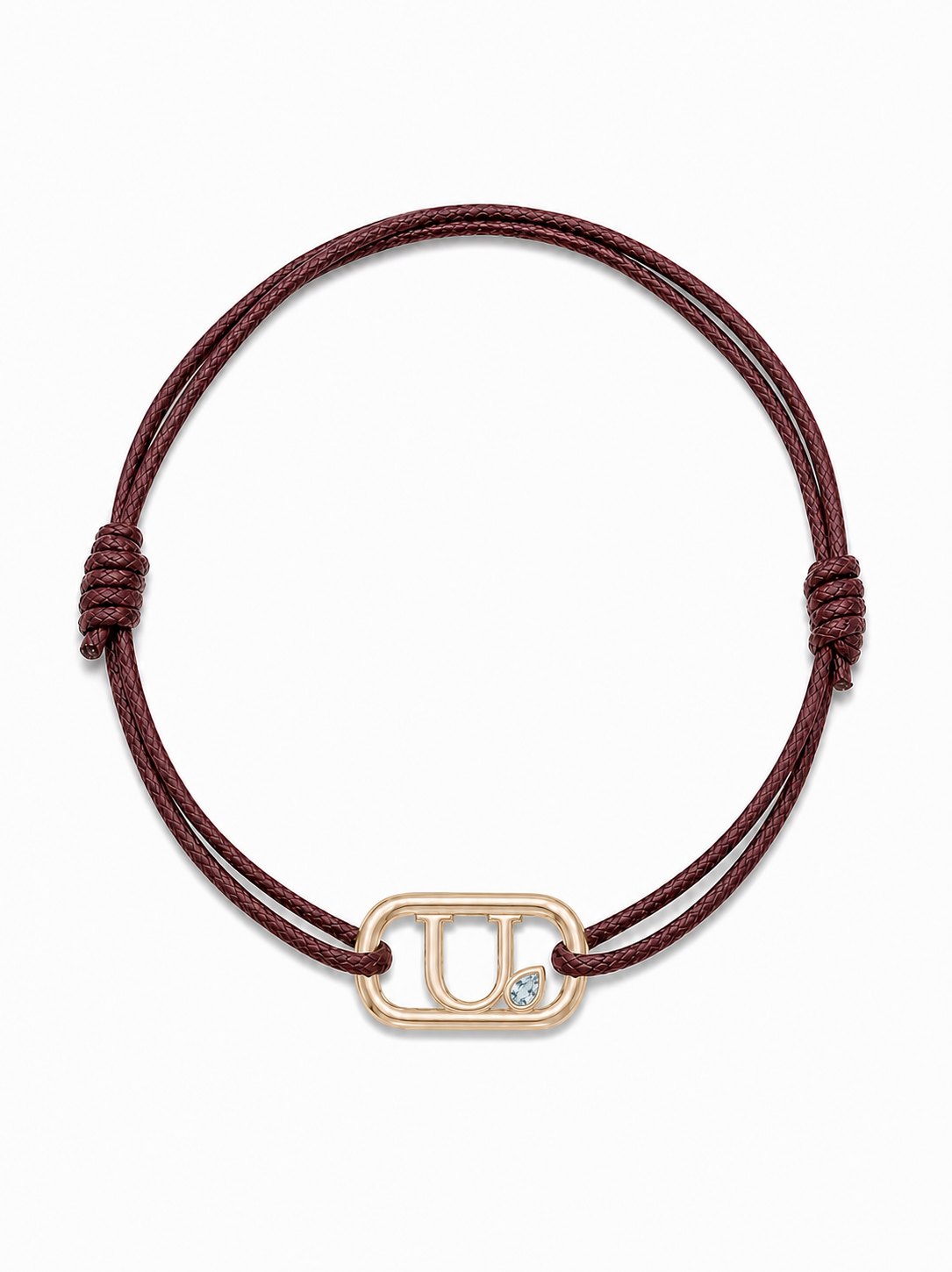 GEMGEMGEM Initial Bracelet Letter U in 9K Gold on white background