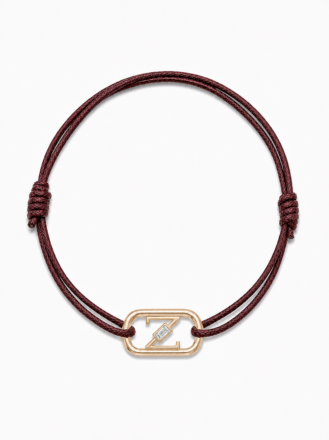GEMGEMGEM Initial Bracelet Letter Z in 9K Gold on white background