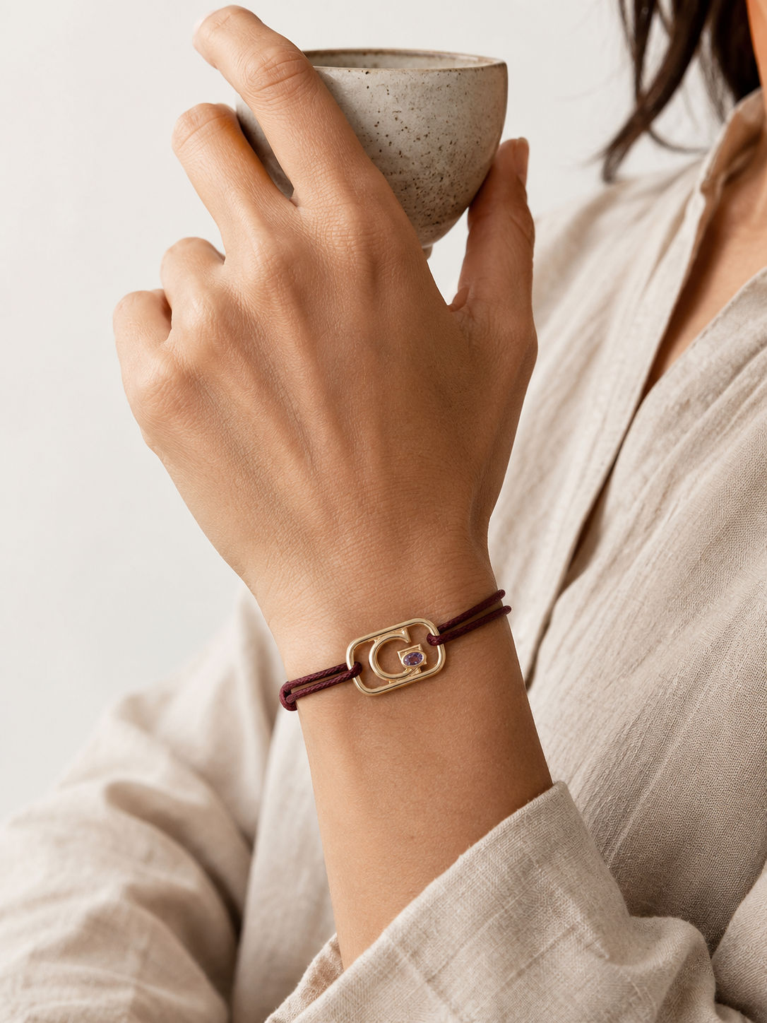 GEMGEMGEM Letter G Initial Bracelet lifestyle 01