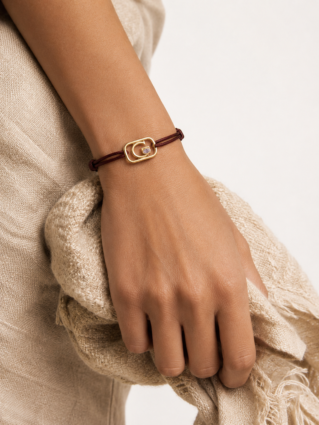 GEMGEMGEM Letter G Initial Bracelet lifestyle 03