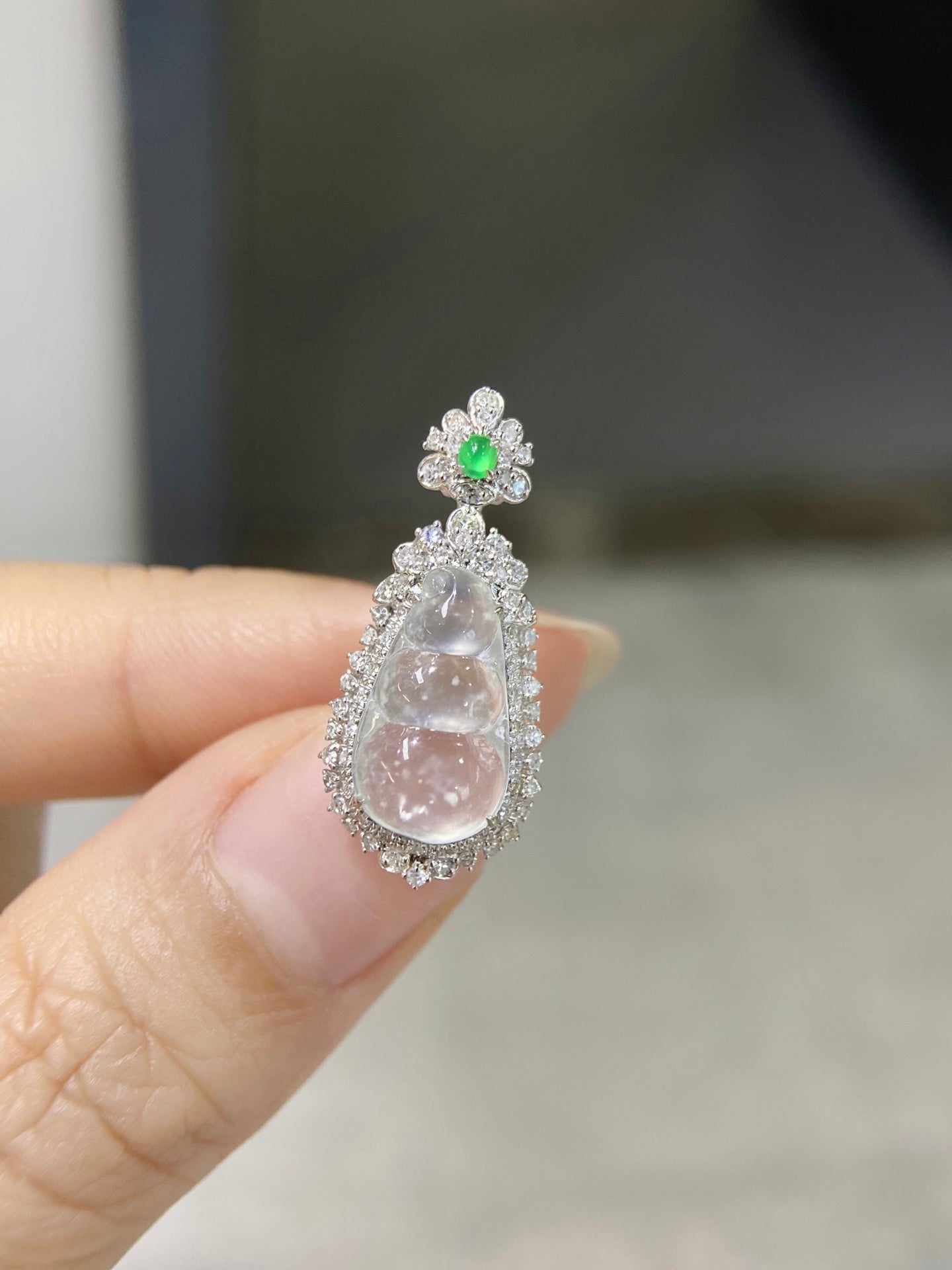 18K金冰种福豆吊坠（不含链）